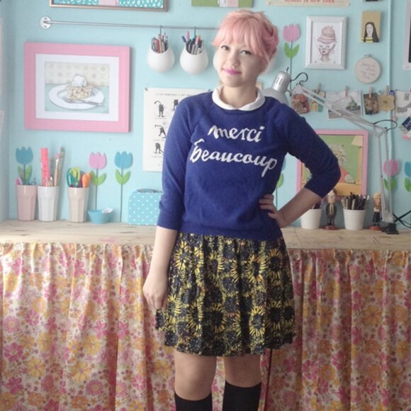 ASOS Merci Beaucoup 3/4 sleeve crewneck sweater size US 10 - Picture 3 of 5